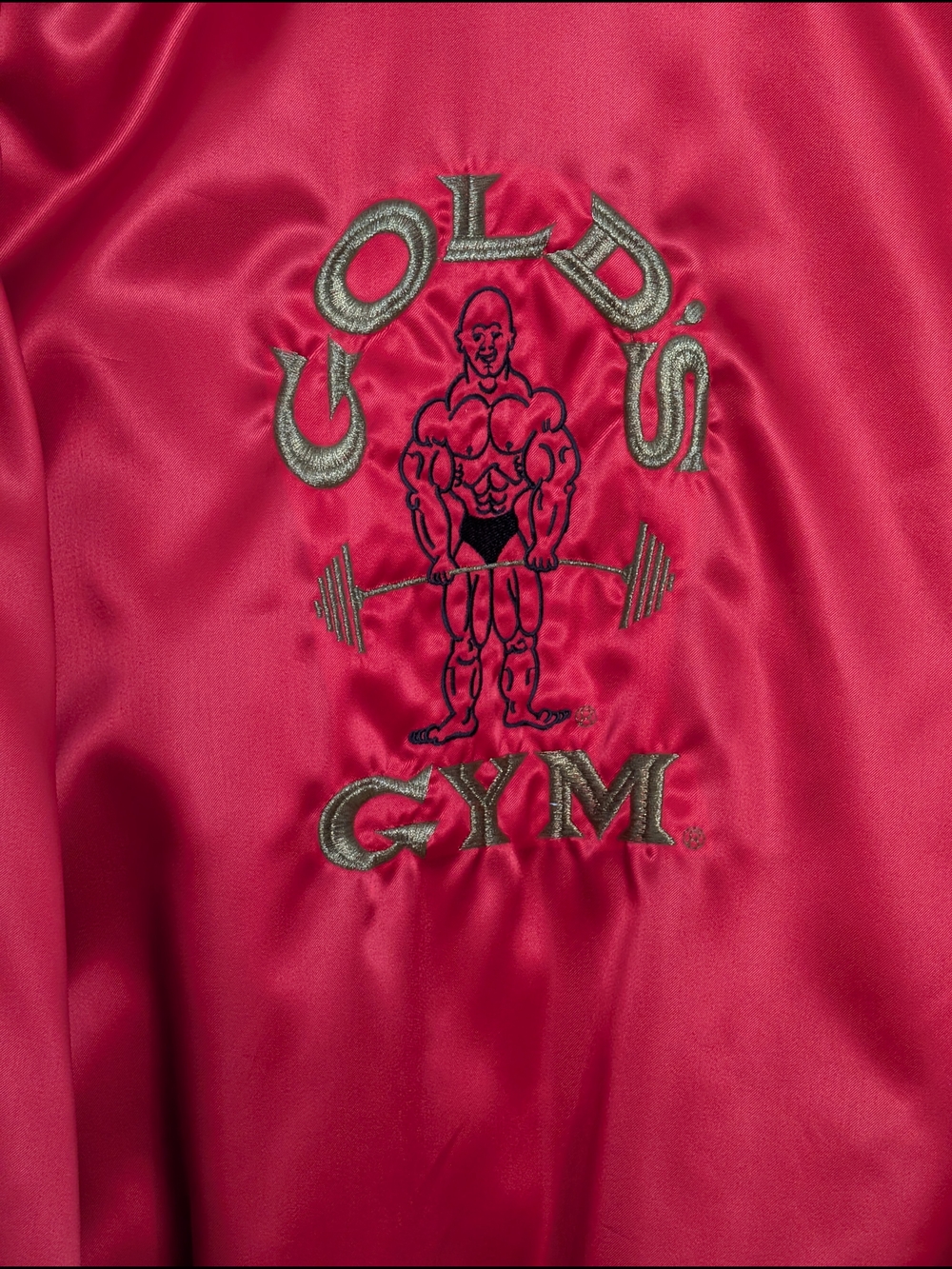 VINTAGE 80s Gold's Gym Satin Bomber Jacket XXL - Red - MINT - Picture 5 of 9